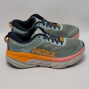 Women's Hoka One Bondi 7 Running Sneakers Athletic Shoes Blue Orange Size 8.5